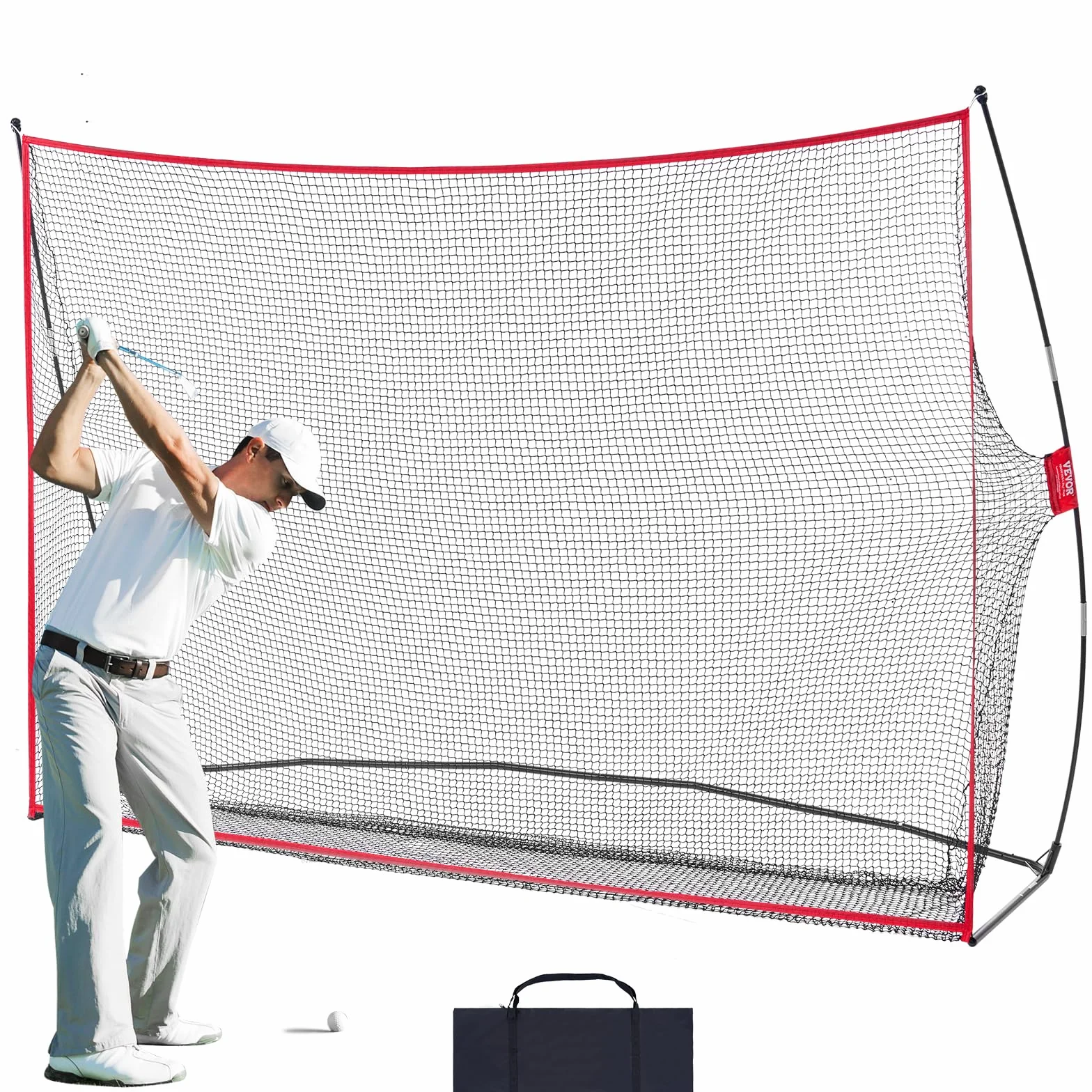 VEVOR Siatka do ćwiczeń golfowych, ogromna siatka golfowa 3,3 x 2,1 m, osobisty zasięg jazdy do użytku wewnątrz i na zewnątrz, przenośna domowa siatka do gry w golfa z solidną ramą z włókna szklanego