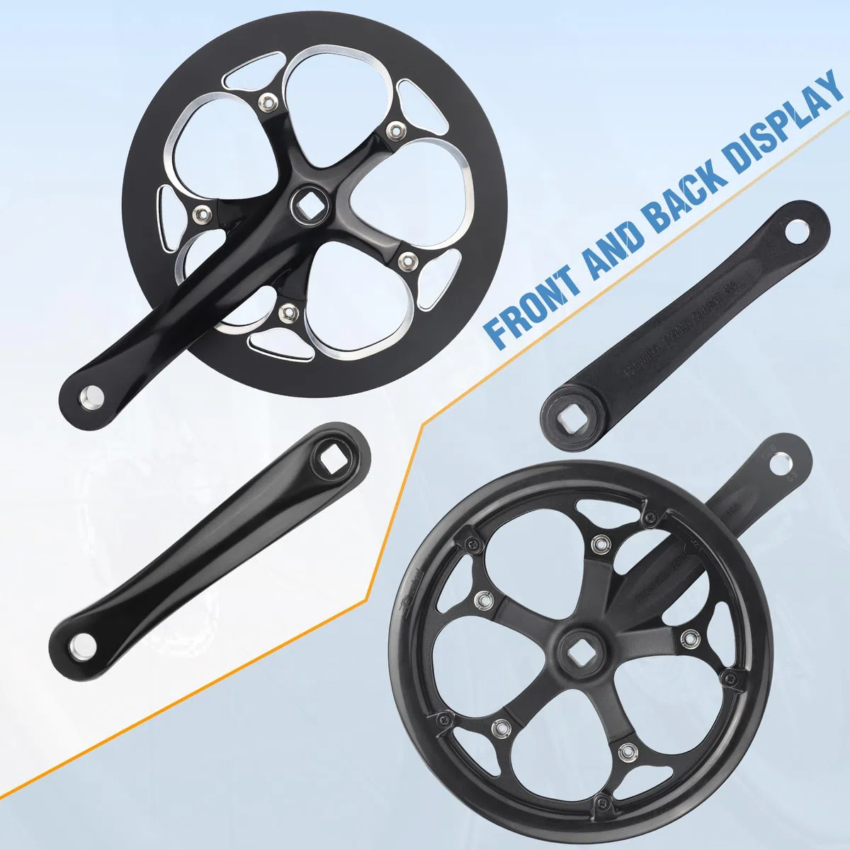 ZUKKA Zestaw korbowy 52T ze stopu aluminium, ramię 165 mm, do 6/7/8/9/10 biegów, rower górski, rower składany, E-Bike, Cruiser Bike, Square Taper