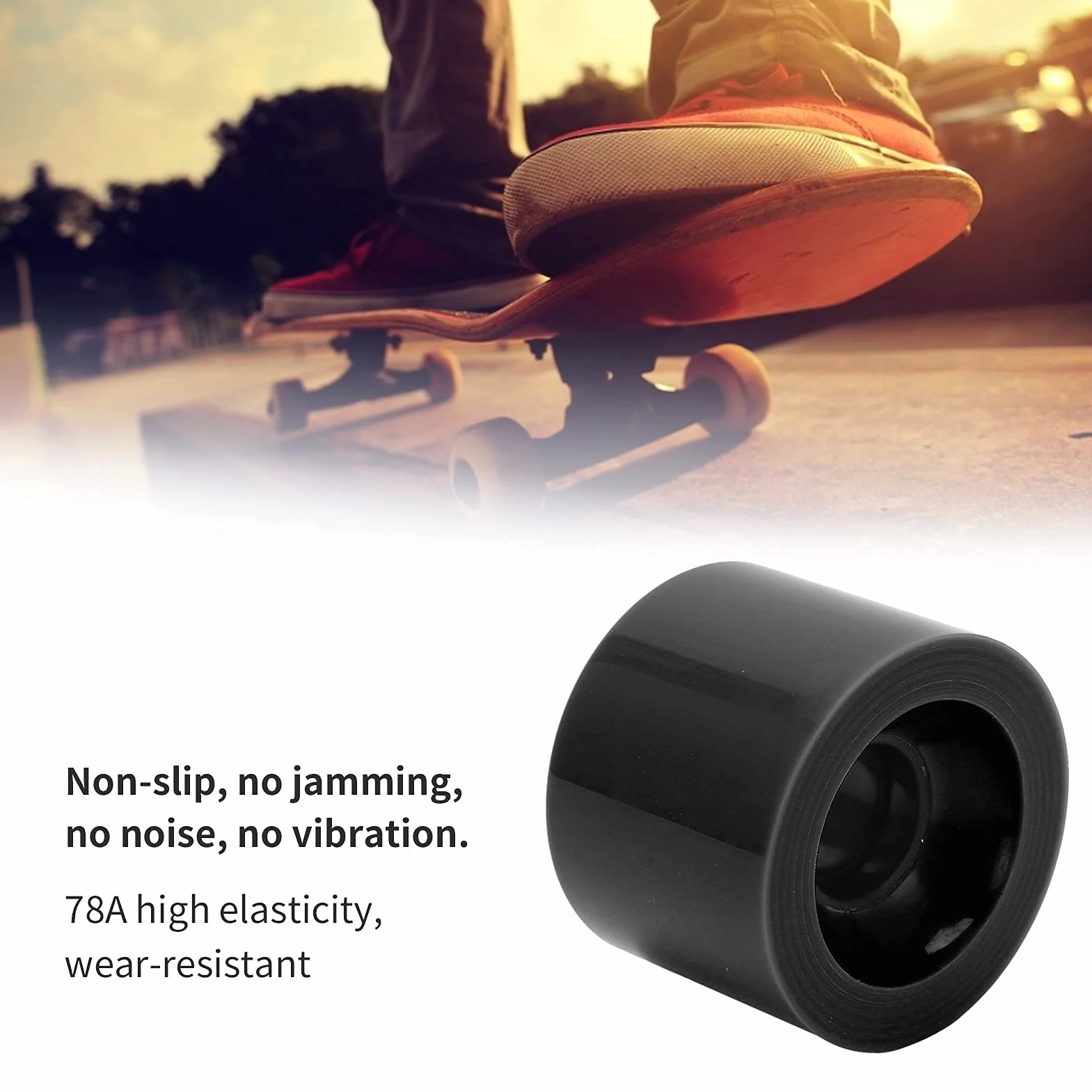 4 Szt. Kółka do Deskorolki 60x45mm 78A Kółka do Longboardów Cruiser Akcesoria do Wymiany(czarny)
