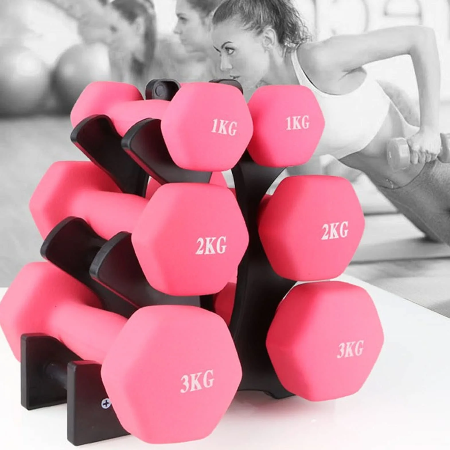 Keenso Stojak na Hantle 3-poziomowy Plastikowy Compact 3 kg