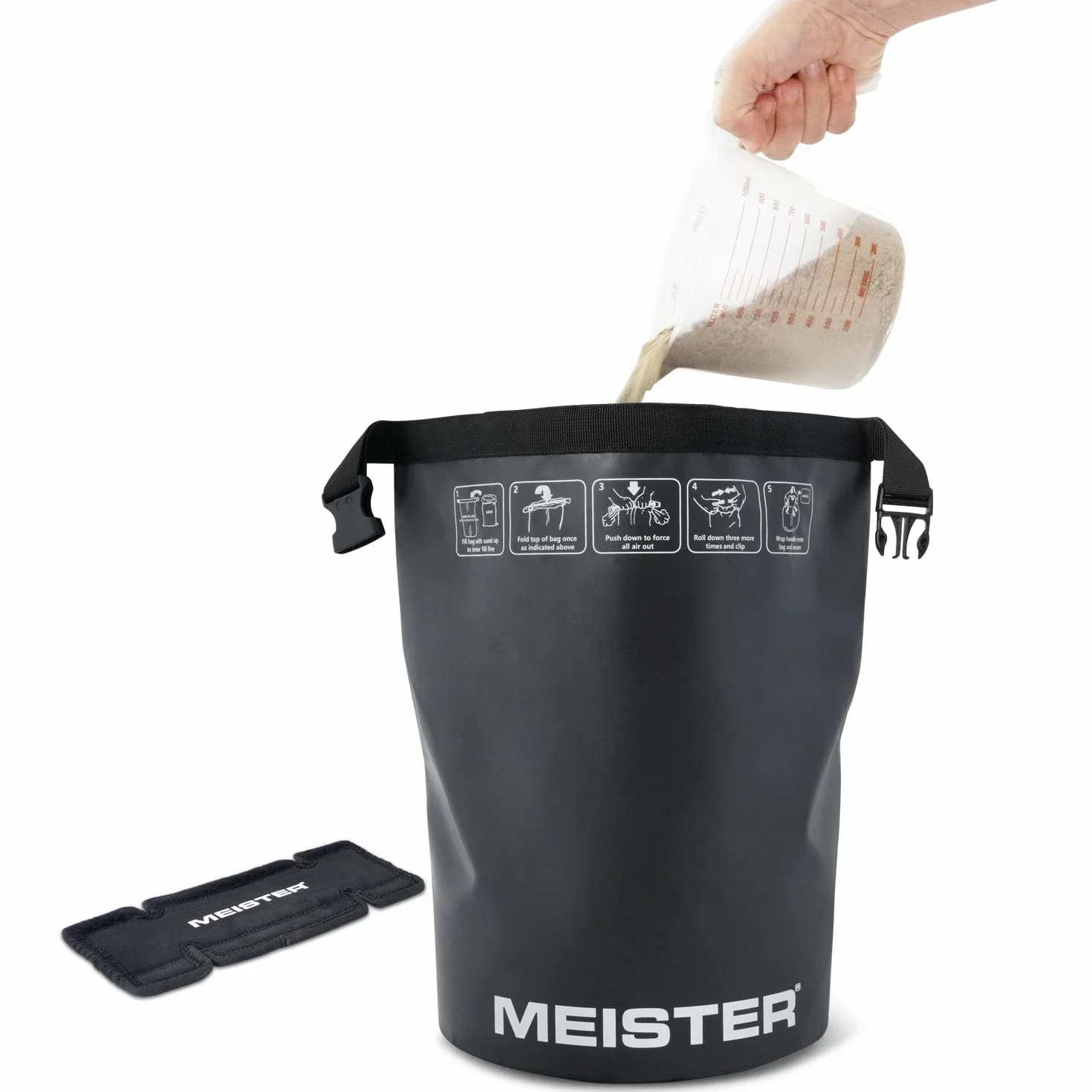 Meister BEAST Przenośny czajnik piaskowy, miękki worek z piaskiem, waga 11,3 kg, czarny