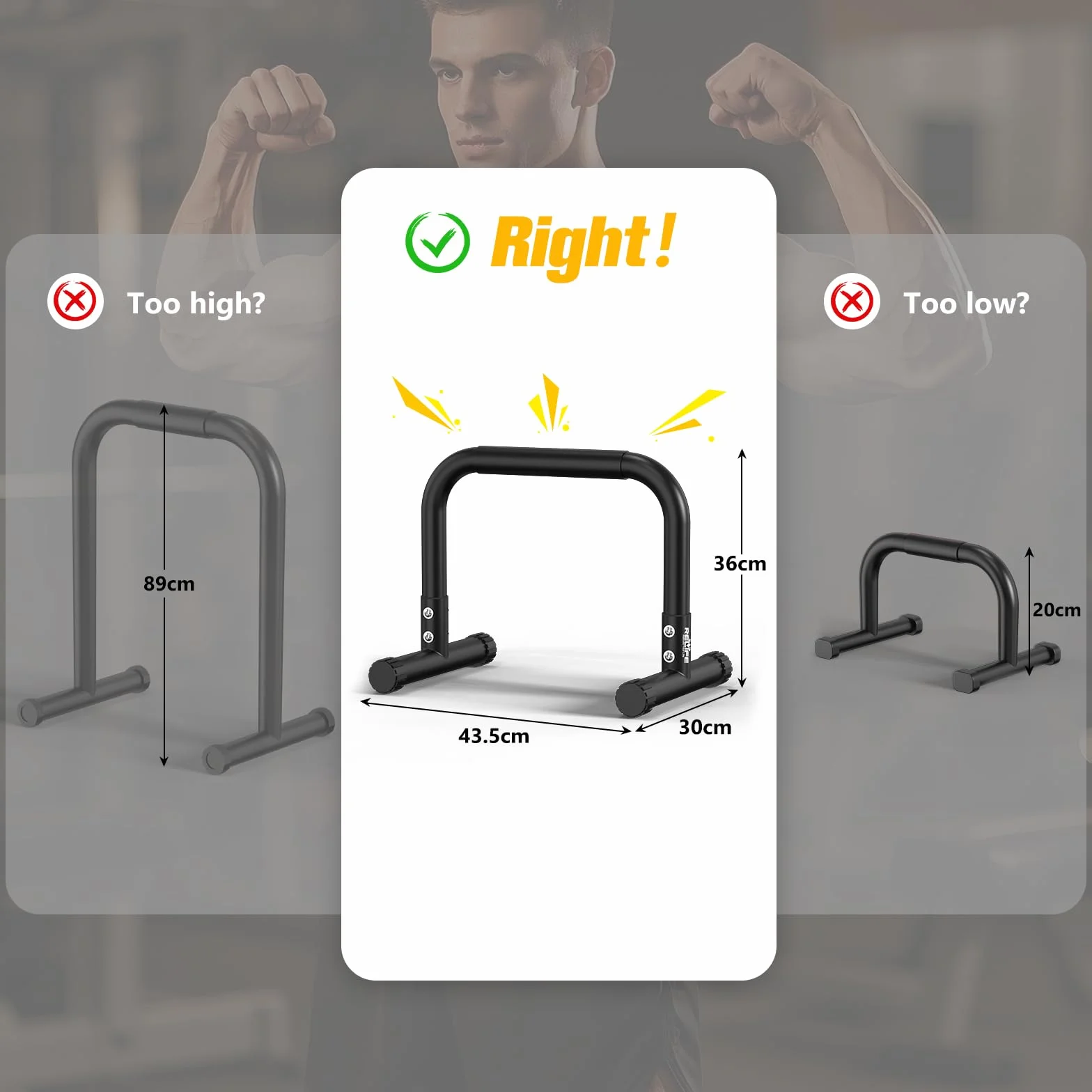 RELIFE Dip Station Dip Bar Regulowana Wysokość Fitness Siłownia Ćwiczenia Calisthenics Equipment