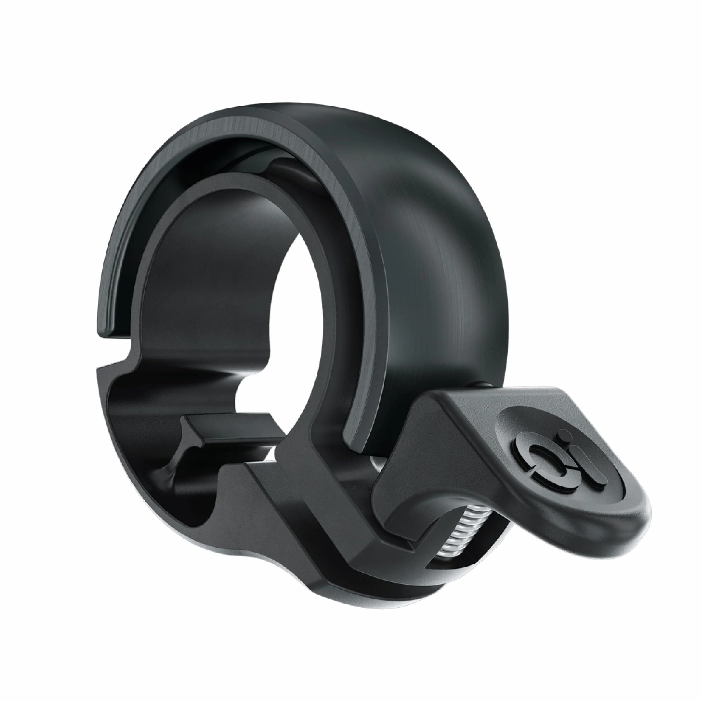 Knog Oi Bike Bell - oryginalny i luksusowy styl, wbudowany klips do kabli, dzwonek rowerowy dla dorosłych/młodzieży (czarny, miedź, mosiądz, aluminium)