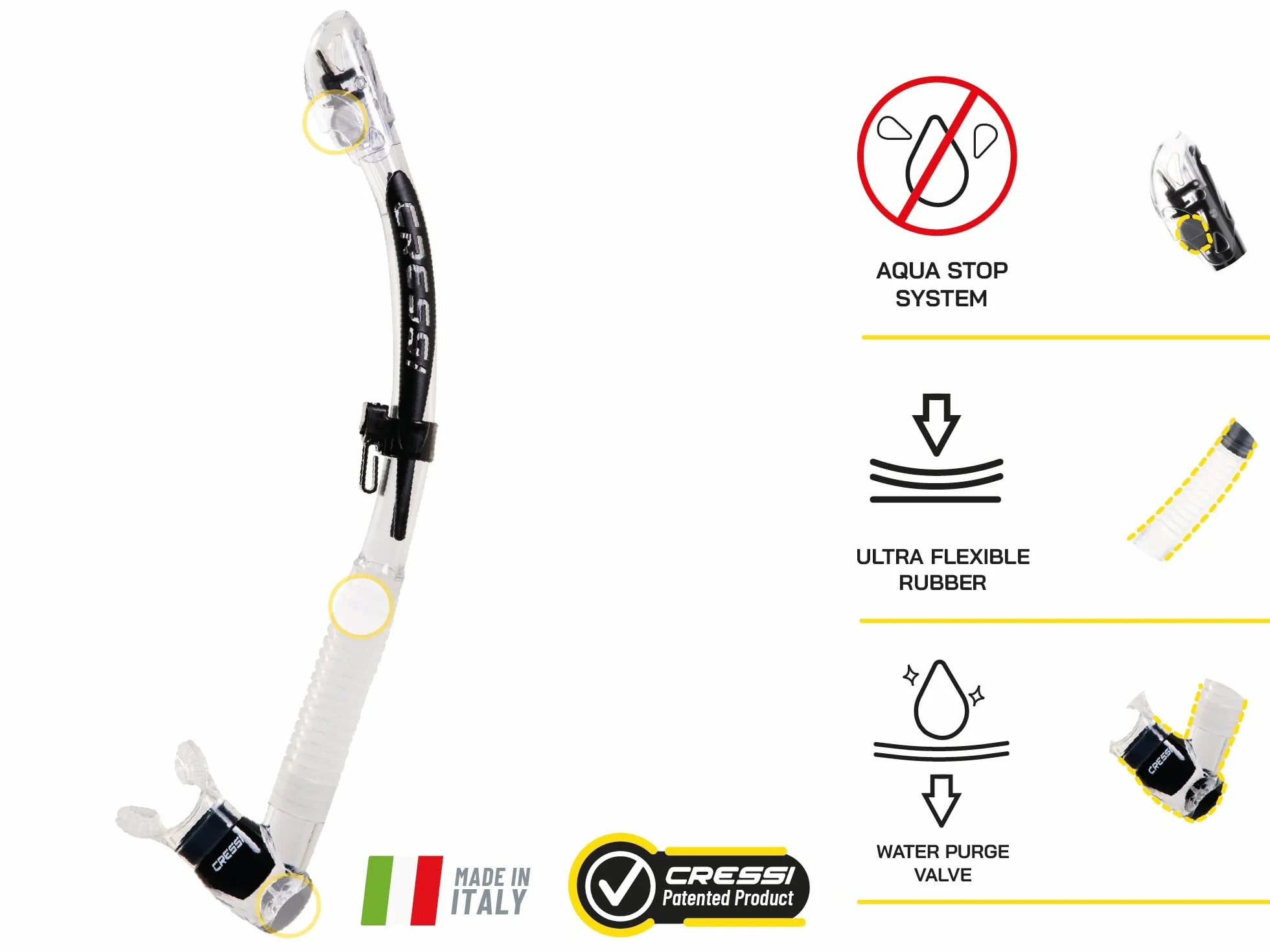 CRESSI Ithaca Ultra Snorkel Suchy Snorkel Unisex Dorośli