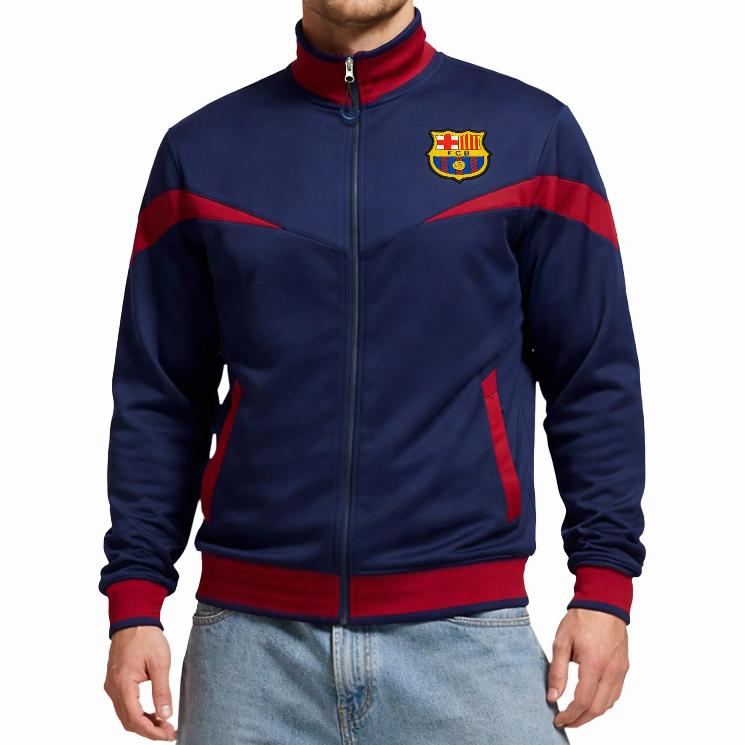 Icon Sports Męski zamek błyskawiczny na całej długości, NIEBIESKI, L