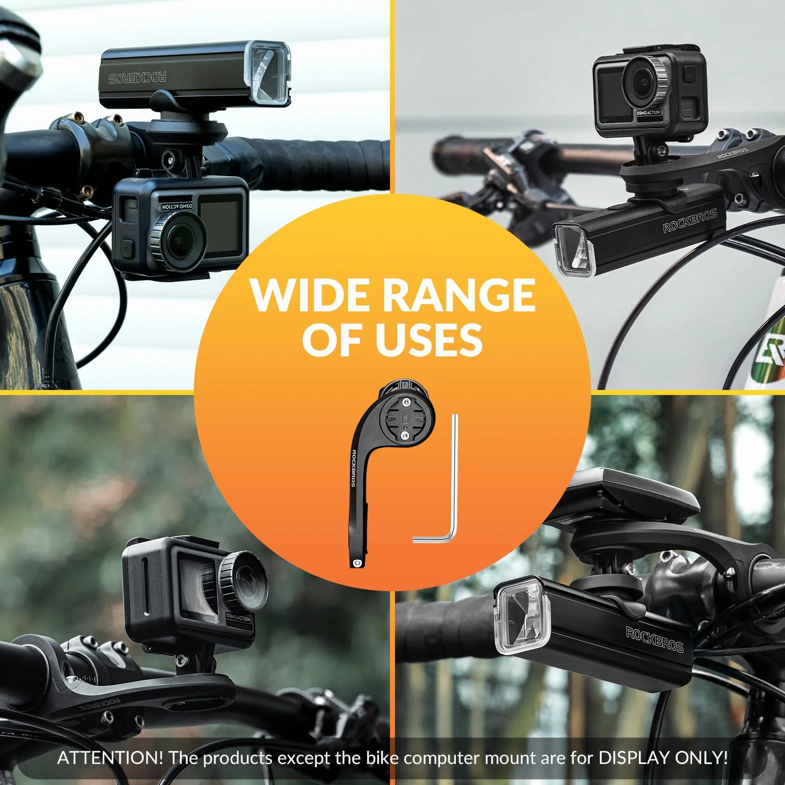 ROCKBROS Uchwyt na Komputer Rowerowy, Mocowanie GPS na Rower, Kompatybilne z Garmin i iGPSPORT, na Kierownicę Rowerową 32-35mm