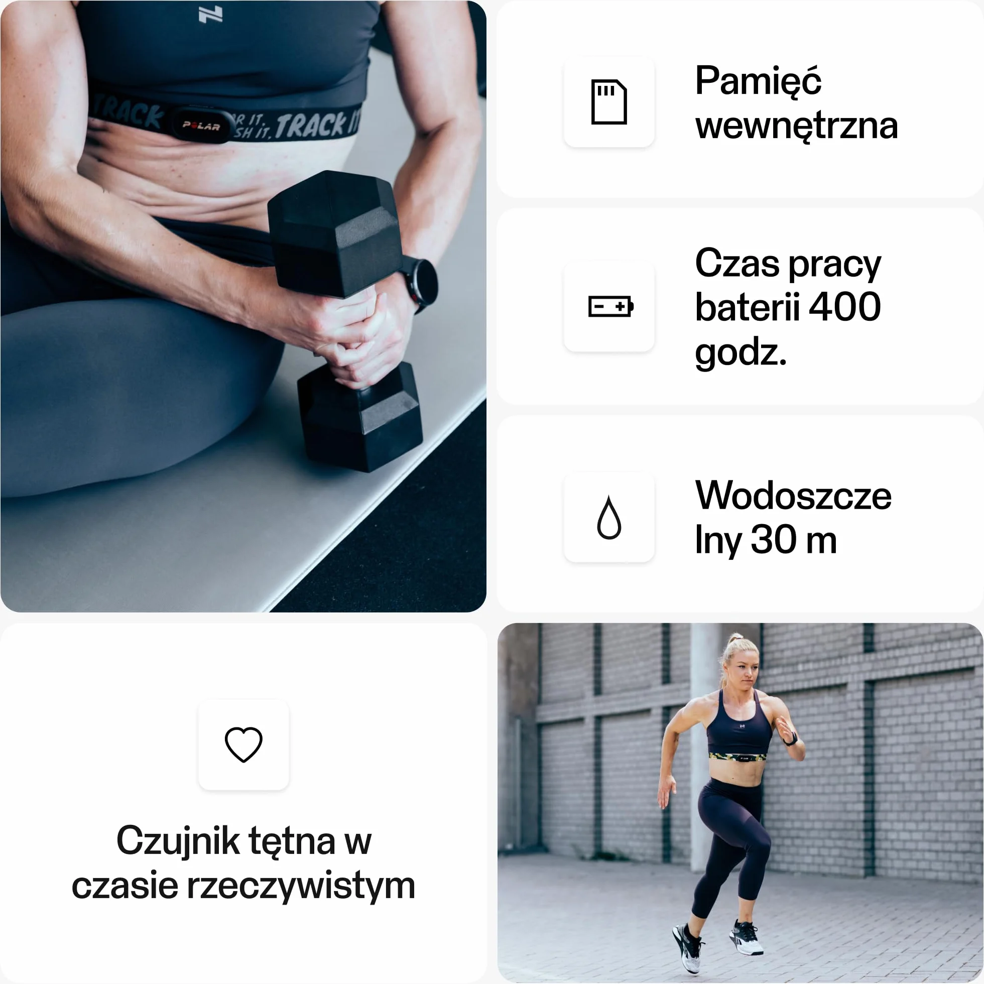 Polar H10 czarny czujnik tętna ANT+ Bluetooth EKG HRV wodoszczelny 62-74cm