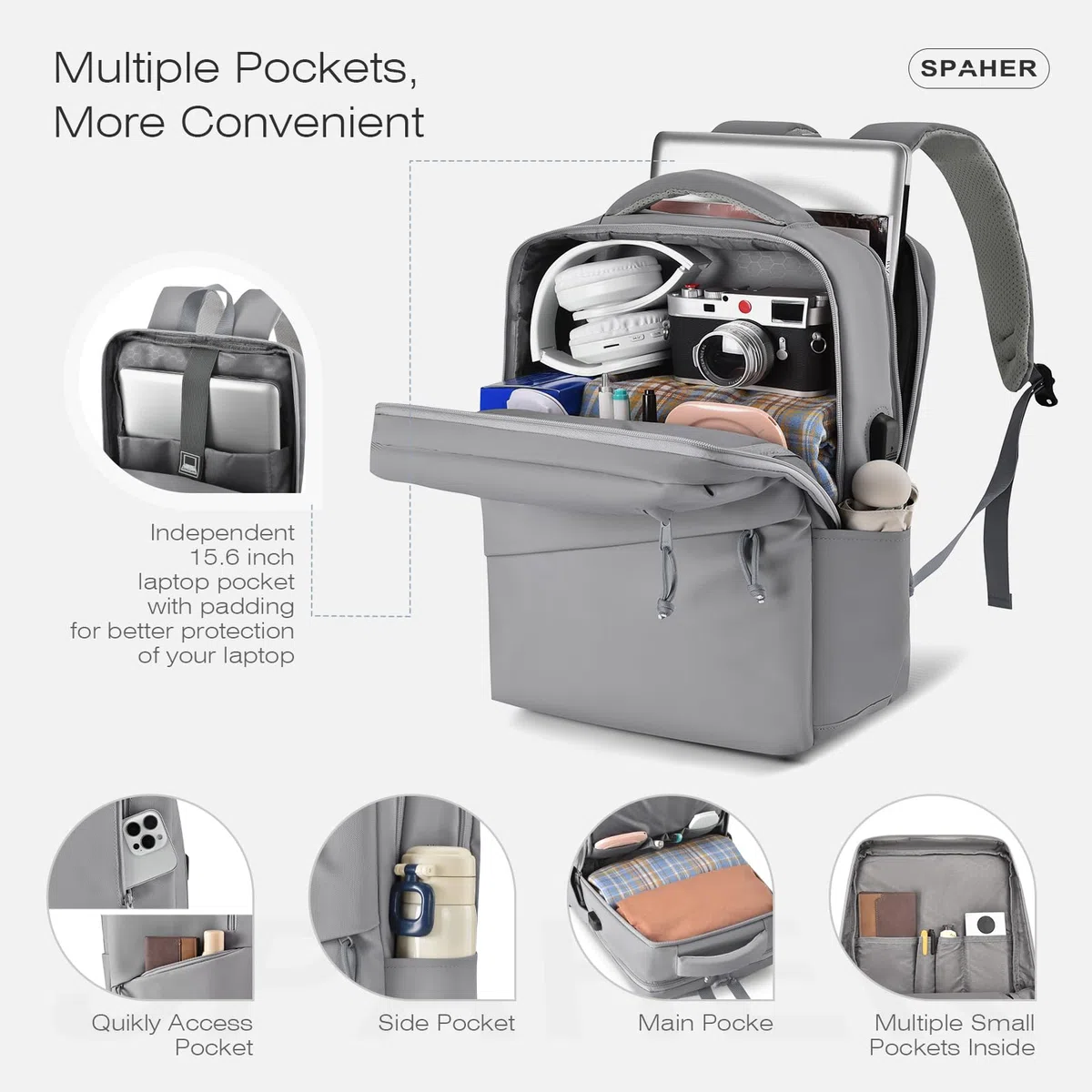 SPAHER 25L Plecak Podróżny 40x30x20cm Wizzair Vueling Plecak na Laptopa 15,6 Calowy Pracy Szkoły Podróży Wodoodporny Plecak Cabin Bag Mężczyzn Kobiet Antykradzieżowy Nastolatków