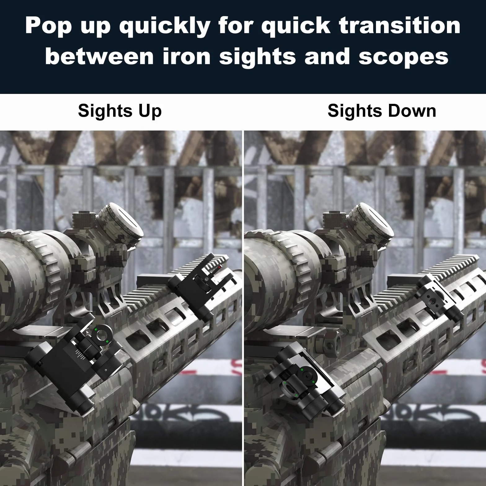 Feyachi S54 45-stopniowe celowniki żelazne Flip Up Sight Rapid Transition Backup Zestaw przednich i tylnych celowników żelaznych Szyny Picatinny Weaver