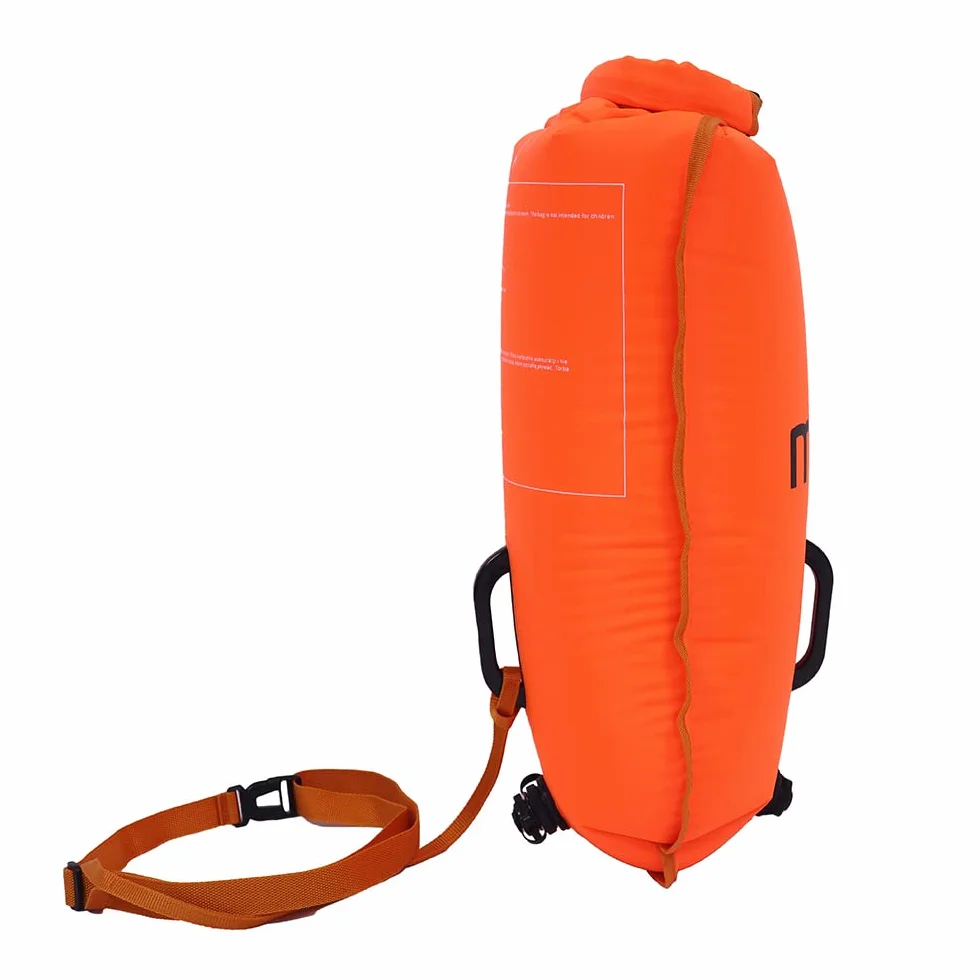 molti 2 w 1 nadmuchiwana boja do pływania i worek na sucho, 15 l, 28 l, boja dla dorosłych, Baywatch Boja z gwizdkiem alarmowym i pokrowcem na telefon komórkowy, kolor pomarańczowy, bezpieczeństwo