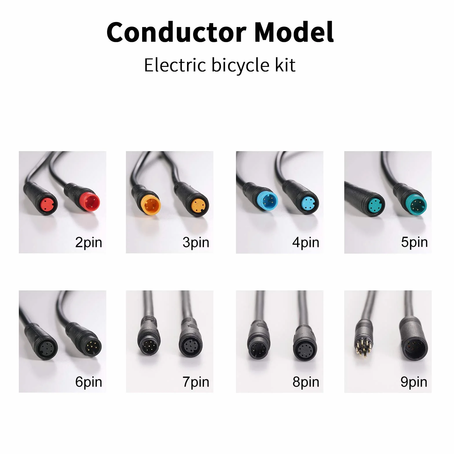 Kabel przedłużający 2-pinowy/3-pinowy/4-pinowy/5-pinowy/6-pinowy/8-pinowy/9-pinowy, wodoszczelny łącznik 80 cm do elektrycznego oświetlenia rowerowego / gazu / hamulca / części roweru