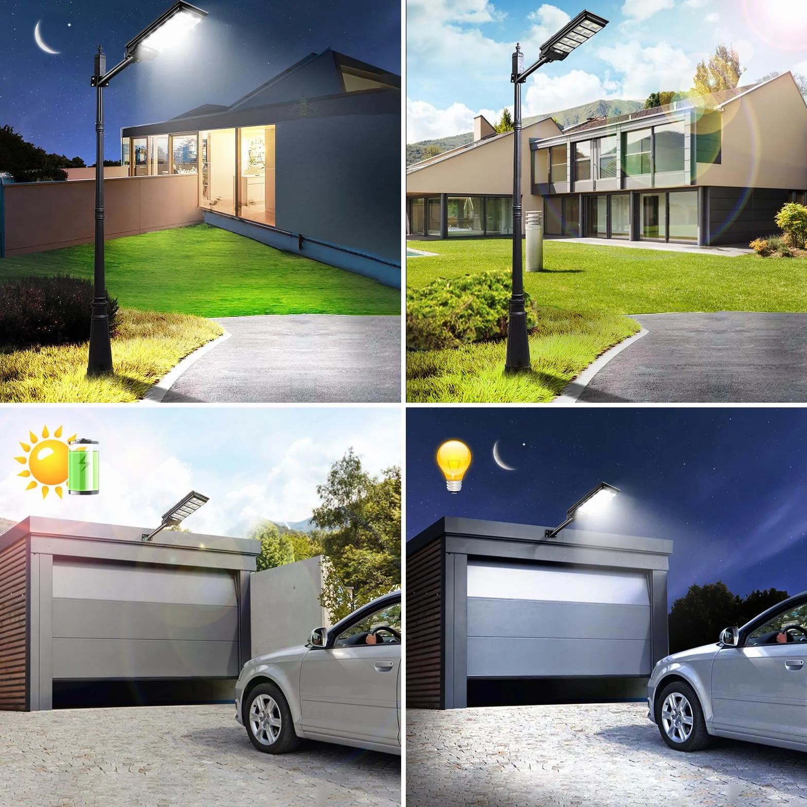 Papasbox 500W Solarne Światło Uliczne LED z Pilotem 6500K Czujnik Ruchu Zewnętrzne