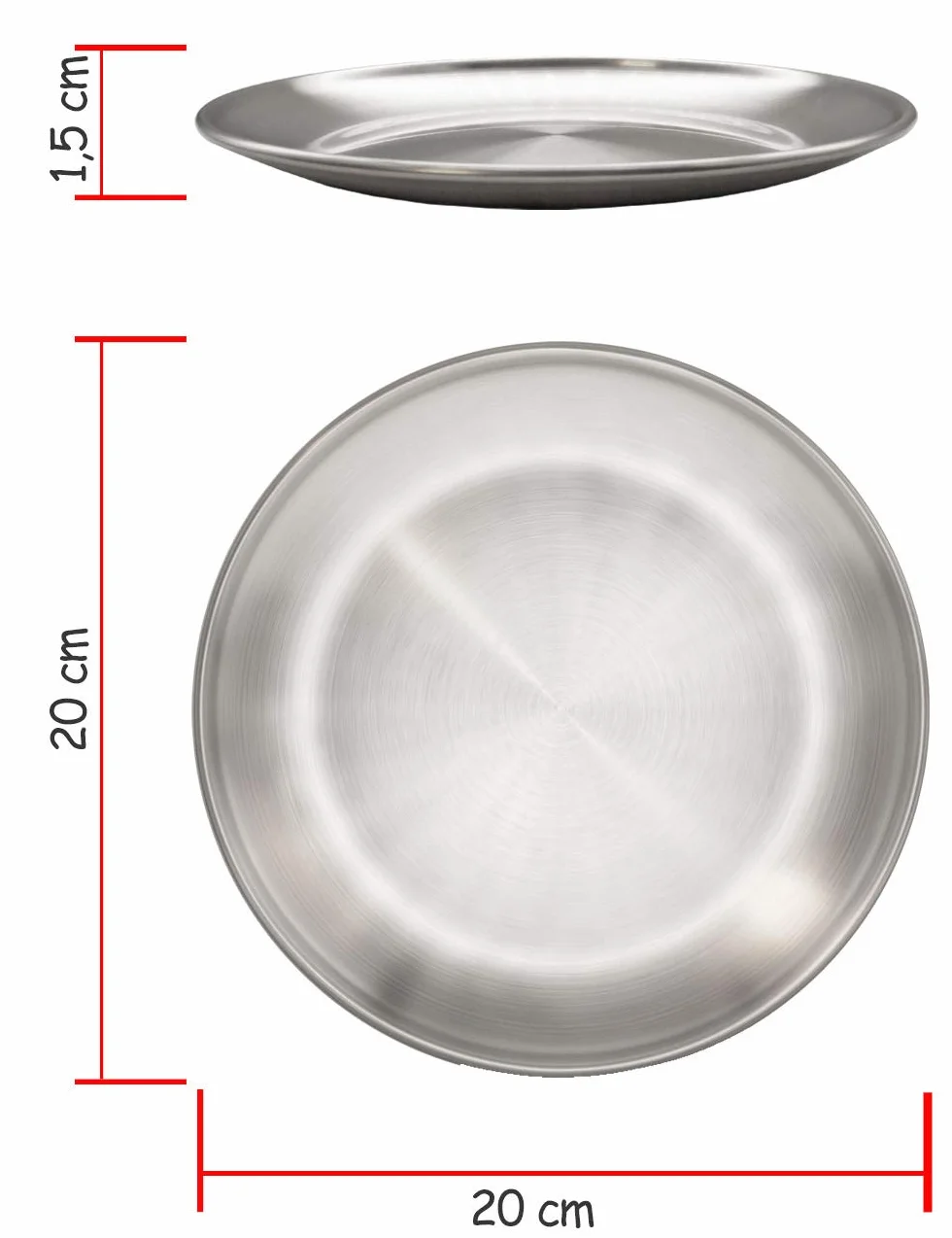 2 x nietłukący się talerz ze stali nierdzewnej 20 cm