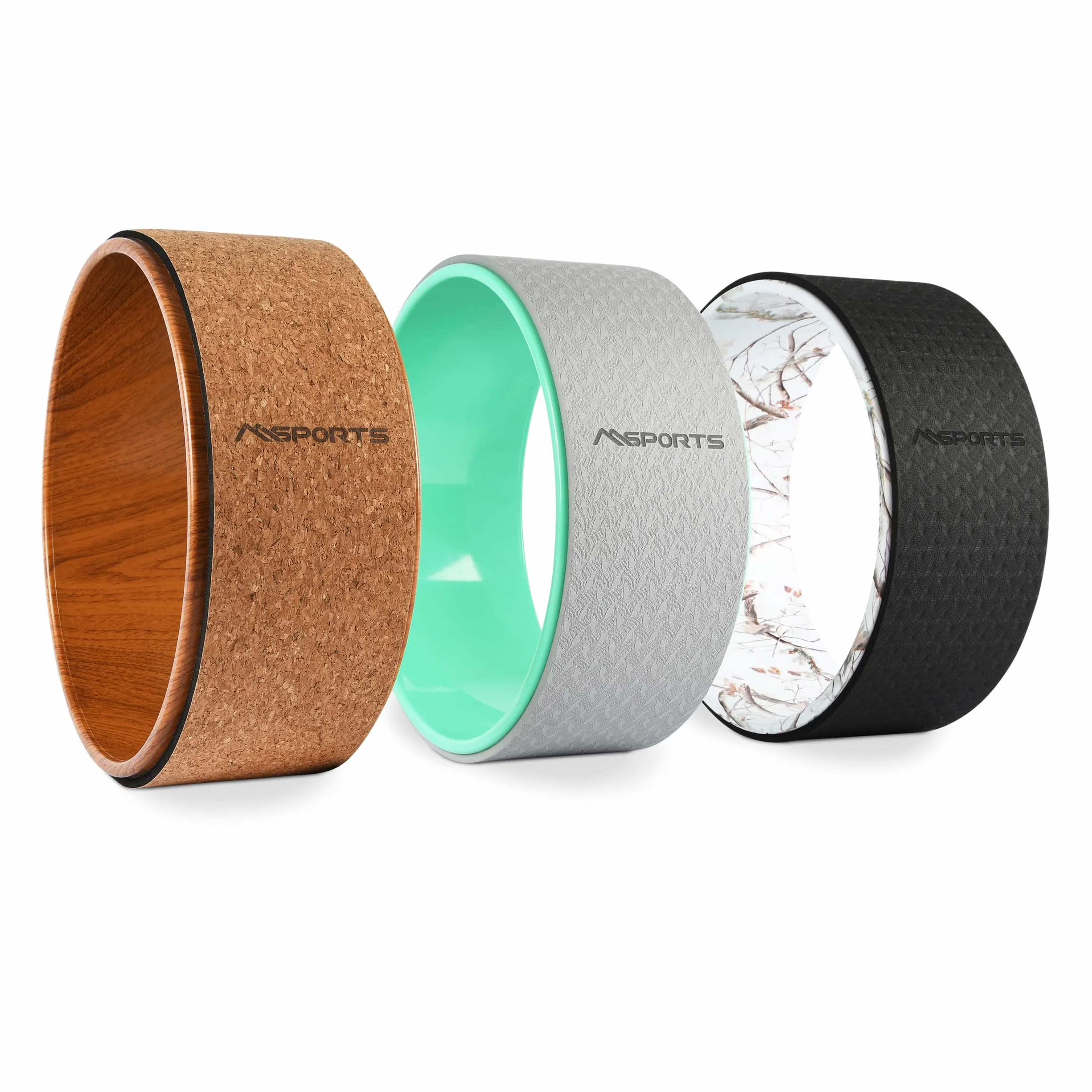 MSPORTS Yoga Wheel – Premium – narzędzie do ćwiczeń jogi | koło do jogi (drewno – kork)