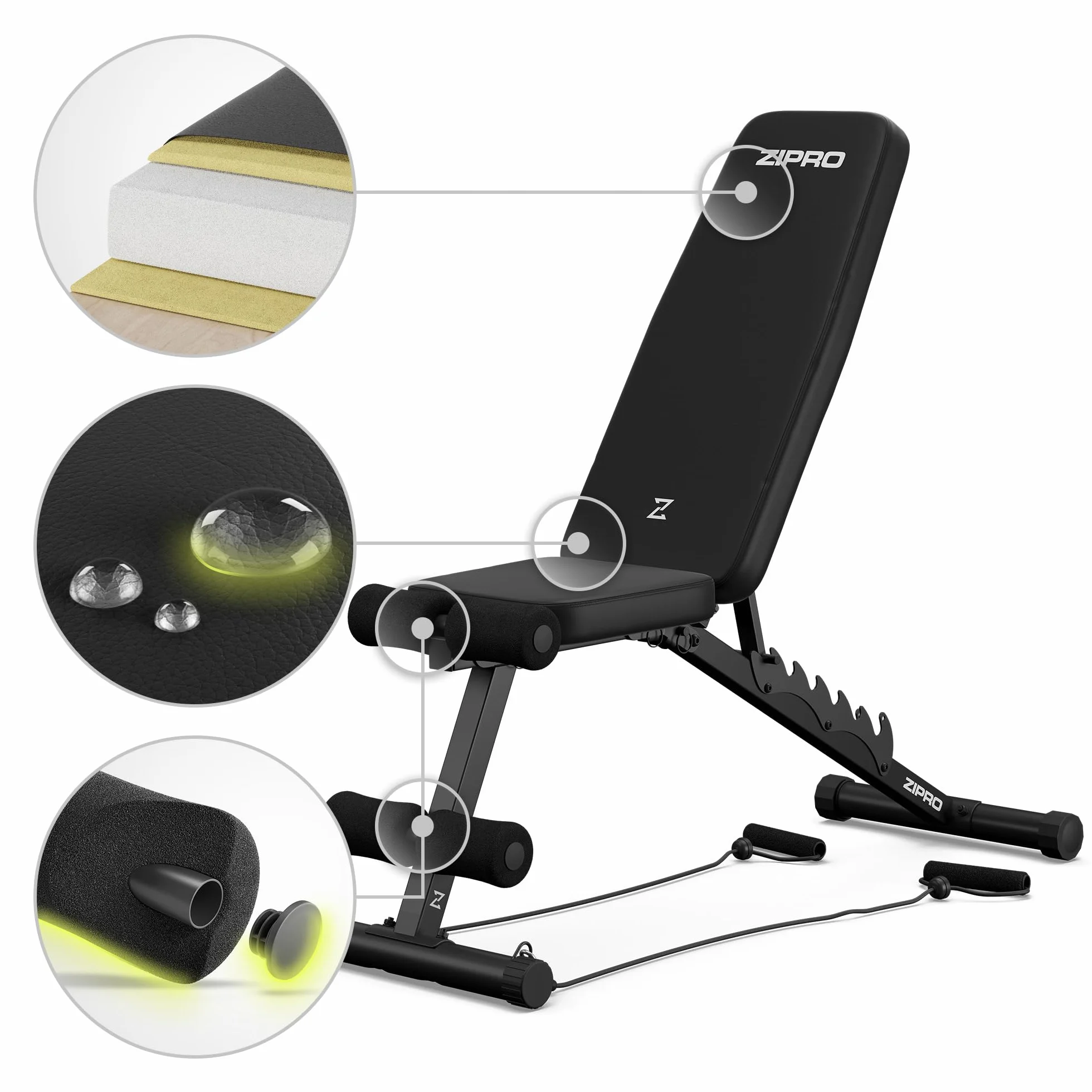 Zipro Uniseks 11926643 Ławka Treningowa, Czarny, do 230 kg