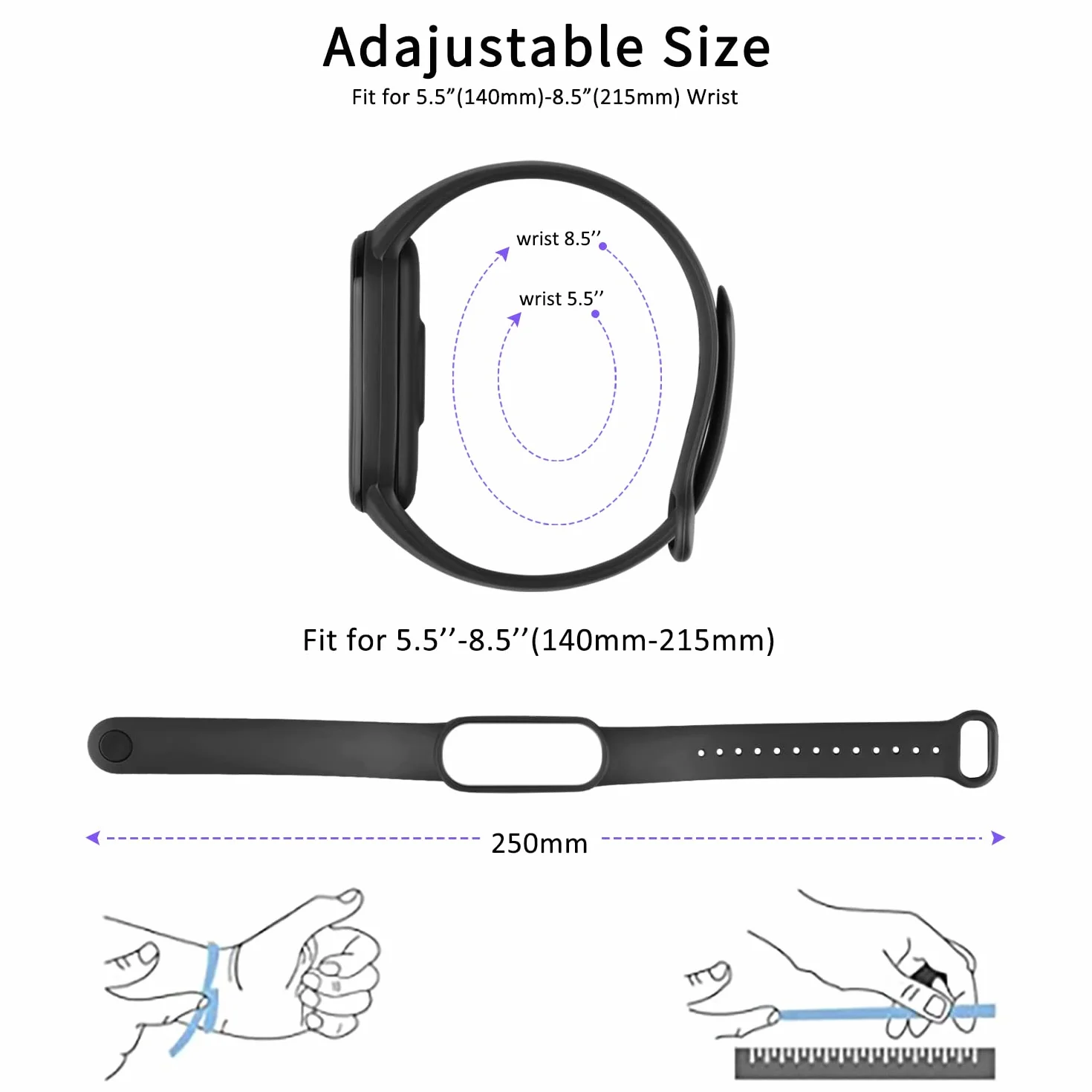 [3 Pack]Opaski sportowe dla Xiaomi Mi Band 5,Xiaomi Mi Band 6, miękkie silikonowe paski zamienne dla Xiaomi Mi Band 5,6 Kobiety Mężczyźni