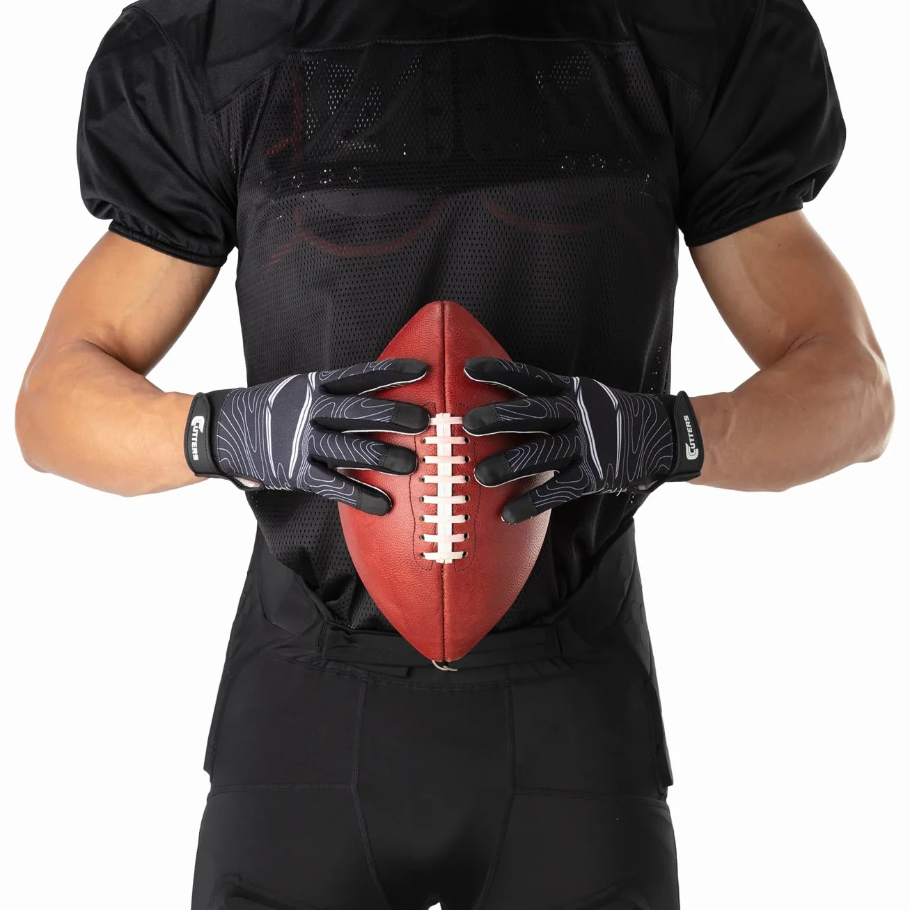 Cutters Odbiornik na dzień gry Glvs Blk Topo L/XL