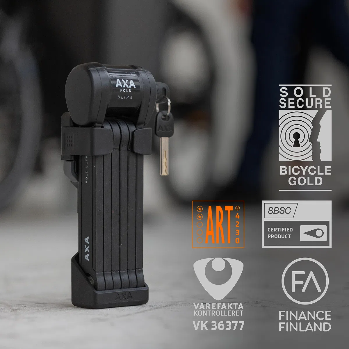 Axa Unisex – Fold Ultra 900 składane zapięcie dla dorosłych, czarne, 900 mm