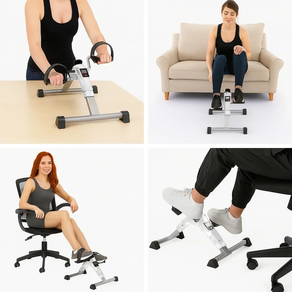 Rowerek treningowy rower rehabilitacyjny składany rotor 2w1 wyświetlacz LCD biały